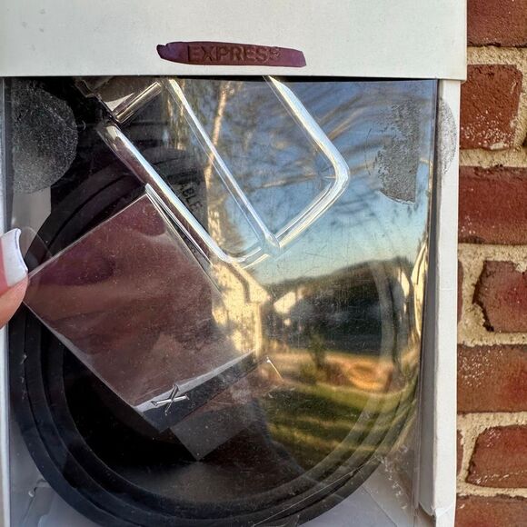 EXPRESS men reversible belt & 2 buckle set 30/32 black brown NEW - Picture 7 of 9